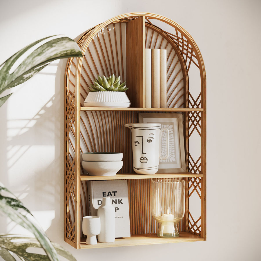 Bay Isle Home™ Harmony Arch Rattan Boho Tiered Wall Shelf & Reviews | Wayfair added by Jaclyn Schaumburger