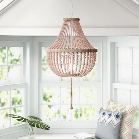 Bungalow Rose Llandel 3 - Light Unique / Statement Empire Chandelier with Beaded Accents | Wayfair added by Kate McKay Designs