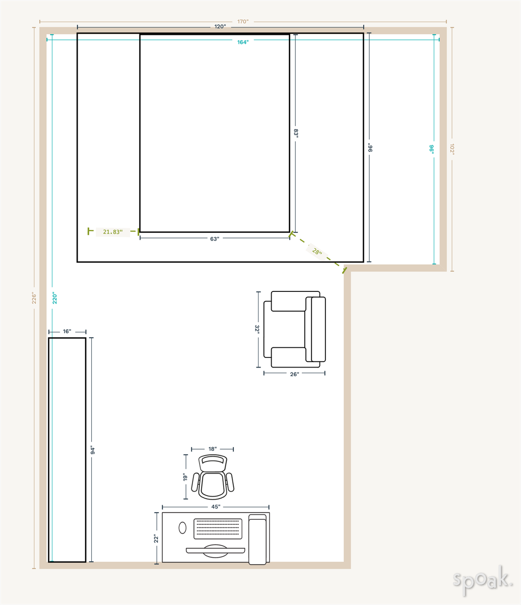 Bedroom Plan designed by Gabriela Hebert