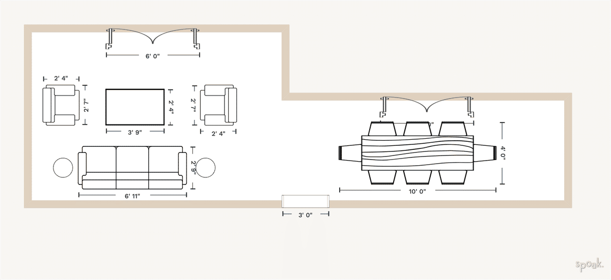 Family Room Floor Plan designed by Jennie Diamond