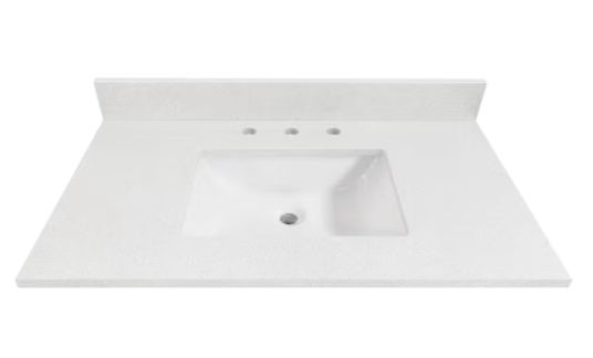 allen + roth Meridian 37-in x 22-in White/Polished Engineered Marble Undermount Single Sink 3-Hole Bathroom Vanity Top added by Morgan Van Roekel
