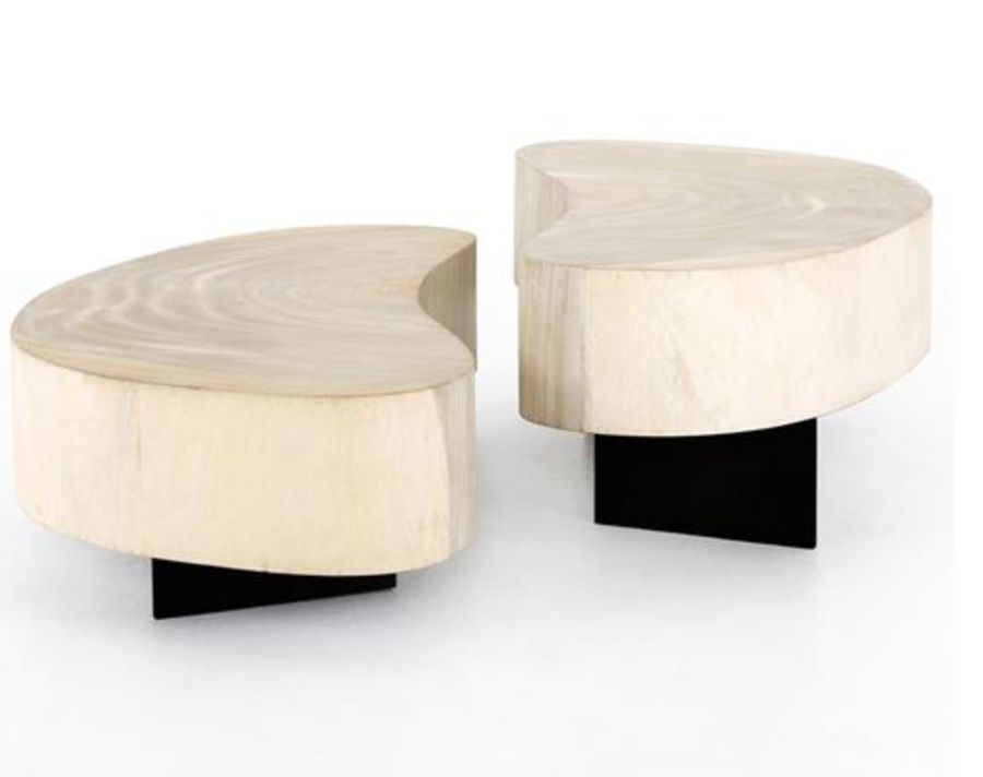Louise Modern Off White Bleached Wood Top Black Base Oval Nesting Coffee Table - Set of 2 added by Alethia Vitale