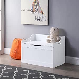 RAAMZO Wood Modern Storage Bench Toy Box Blanket Chest Trunk with Safety Hinged Lid in White Finish added by Ashley Vipond