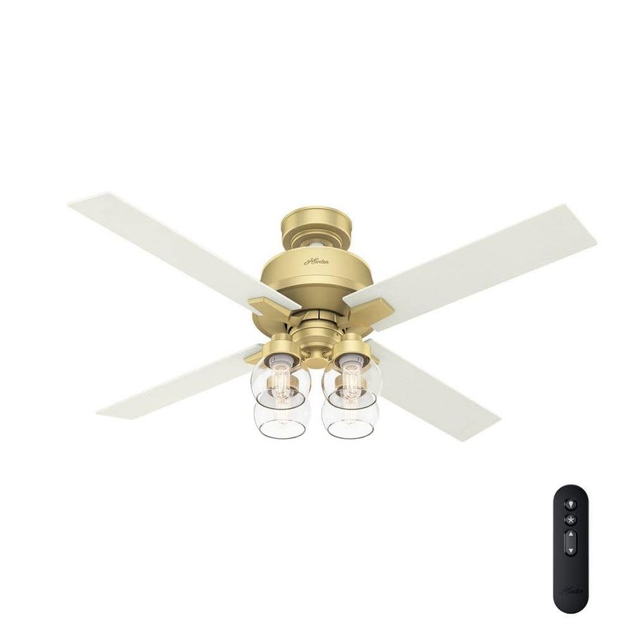 Hunter Vivien 52 in. LED Indoor Painted Brass Ceiling Fan with Light Kit and Remote 59651 - The Home Depot added by Sally Tolka