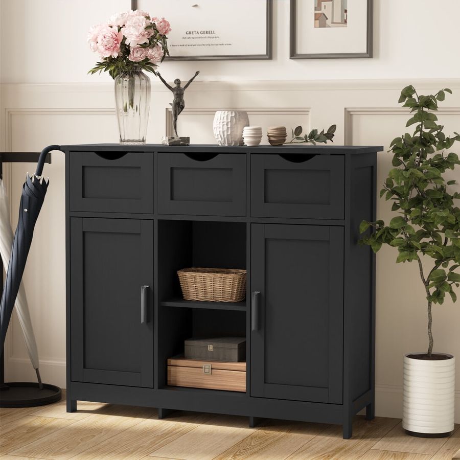 35.4" Accent Storage Cabinet, Modern Multi-Function Sideboard with 3 Drawers, 2 Doors, 3 Adjustable Shelves, Side Console Table for Living Room, Bedroom, Kitchen, Dining Room, Entryway, Black added by Katie Carpenter