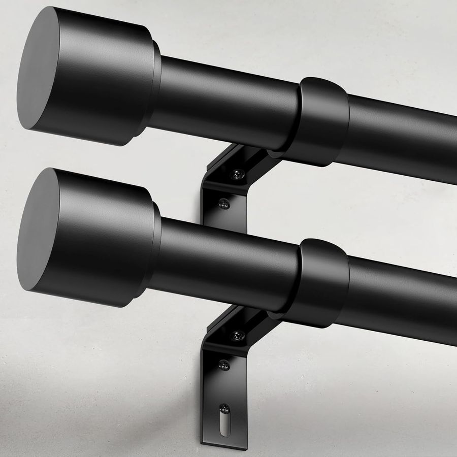 GEEBOBO 2 Pack Black Curtain Rods for Windows 28 to 48 Inch, 1 Inch Adjustable Heavy Duty Easy Install Curtain Rods Set for Outdoor, Patio, Farmhouse, Bedroom, Living Room (Black,30"-60",2 Pack) added by Jesse Coleman