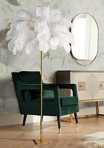 Regina Andrew Design Josephine Steel and Feather Floor Lamp | www.lampsplus.com added by Marisa Bettencourt