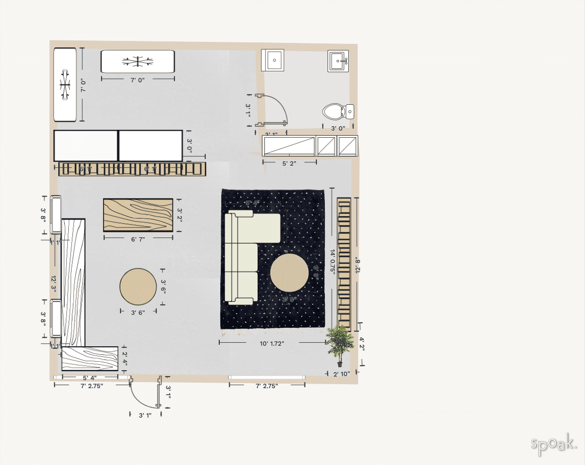 Kitchen + Living Room Plan designed by Rachel Wilson
