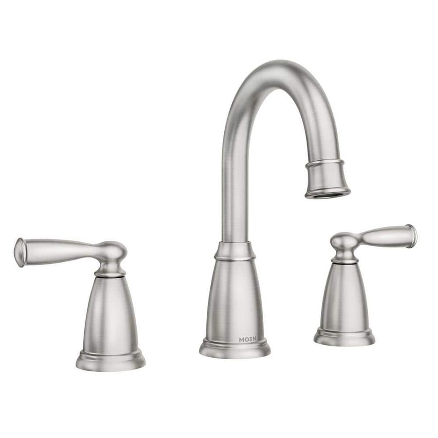 MOEN Banbury 8 in. Widespread Double Handle High-Arc Bathroom Faucet in Spot Resist Brushed Nickel (Valve Included) 84947SRN - The Home Depot added by Frances Pearce