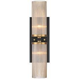 Stiffel Palais 20 1/4" High Black and Warm Brass 2-Light Wall Sconce | www.lampsplus.com added by Madison Murphy
