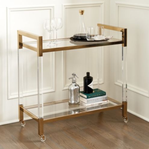 Hallen Acrylic Bar Cart | Ballard Designs added by erika grossman