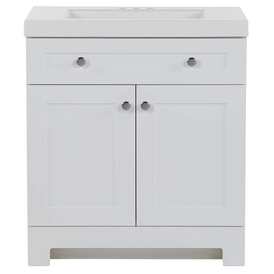 Glacier Bay Everdean 31 in. Single Sink White Bath Vanity with White Cultured Marble Top (Assembled) EV30P2-WH - The Home Depot added by SABi iNTERIORS