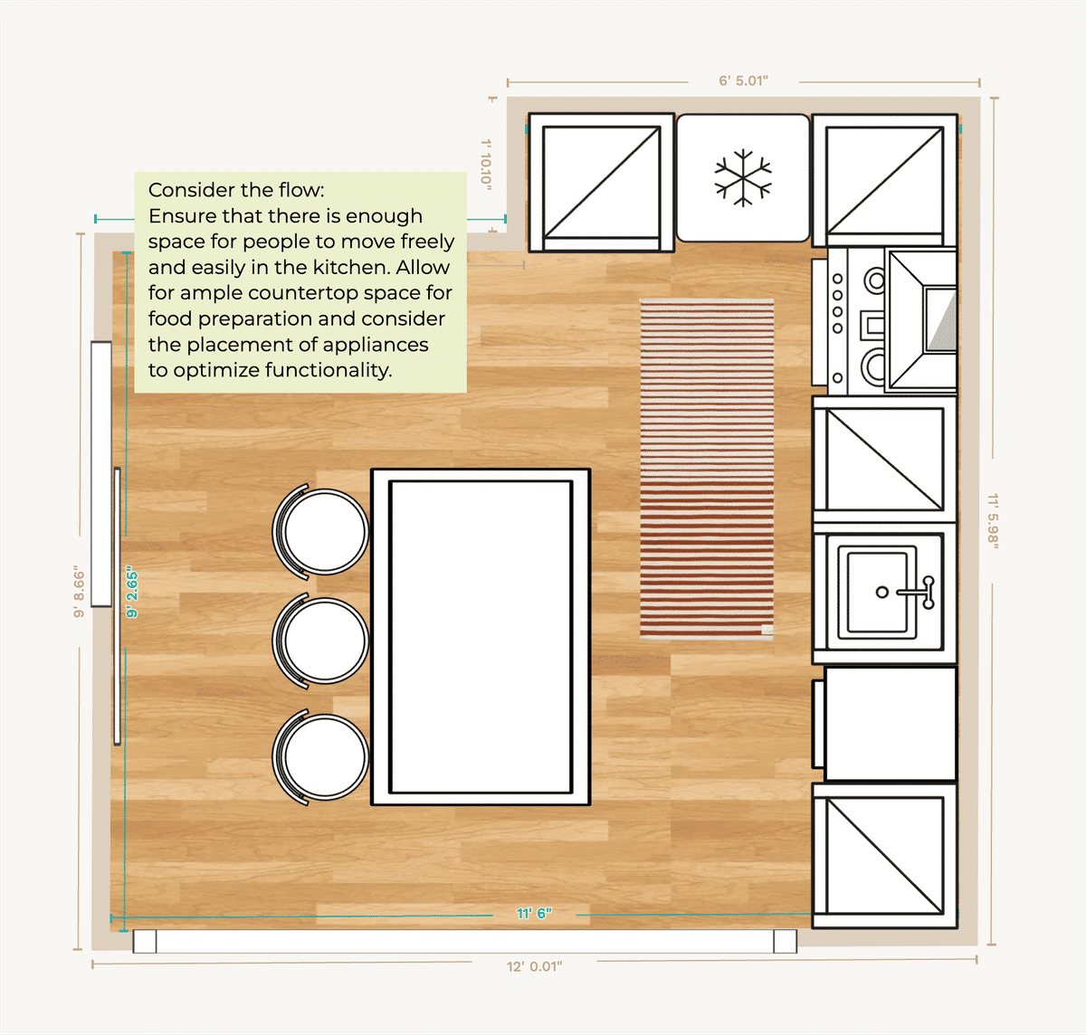 Kitchen + Living Room Layout designed by Spoak 