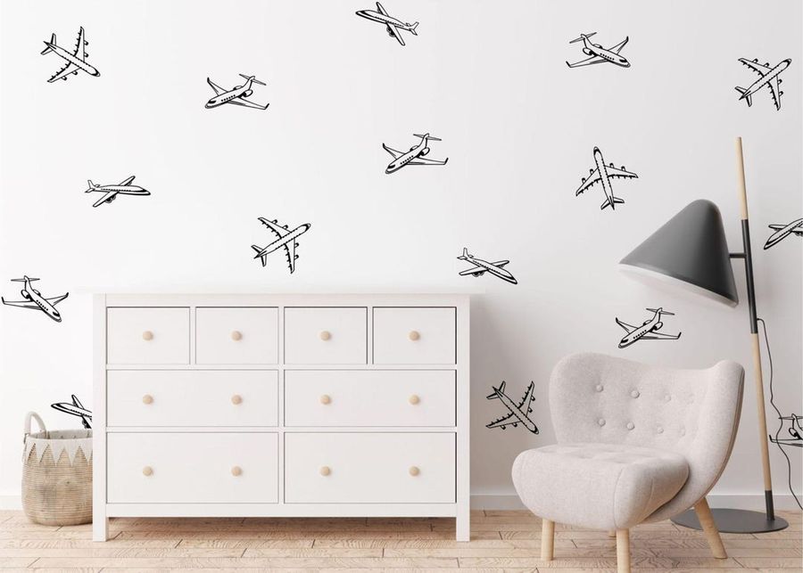 Airplane Wall Decals / Modern Kids Room/ Boys Room / Plane Stickers /nursery Decor - Etsy added by liz Esser