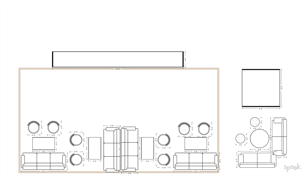 Living + Dining Room Plan designed by Chelsey Dunkel