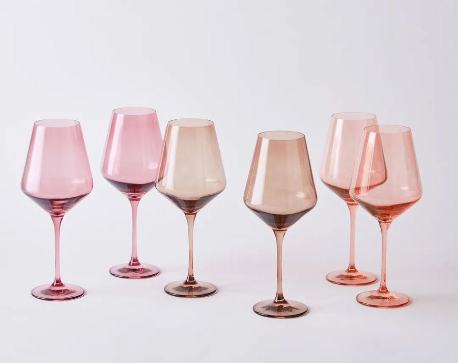 Estelle Colored Glass Colored Wine Glasses, Hand-Blown, Set of 6 added by Spoak 