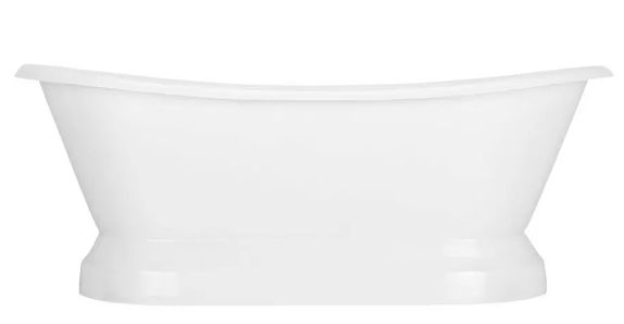 71" Frayser Cast Iron Double-Slipper Pedestal Tub - Rolled Rim - Brushed Nickel Drain Kit added by Jamie Stellato