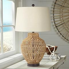 San Marcos Wicker and Metal Coastal Modern Table Lamp | www.lampsplus.com added by Shannon Jones