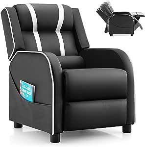Costzon Kids Recliner, Gaming Recliner Chair w/Side Pockets, Footrest, Headrest & Lumbar Support for Kids Room & Play Room, Adjustable Racing Style Leather Sofa for Children Boys Girls (White, Black) added by Ashley Wakefield