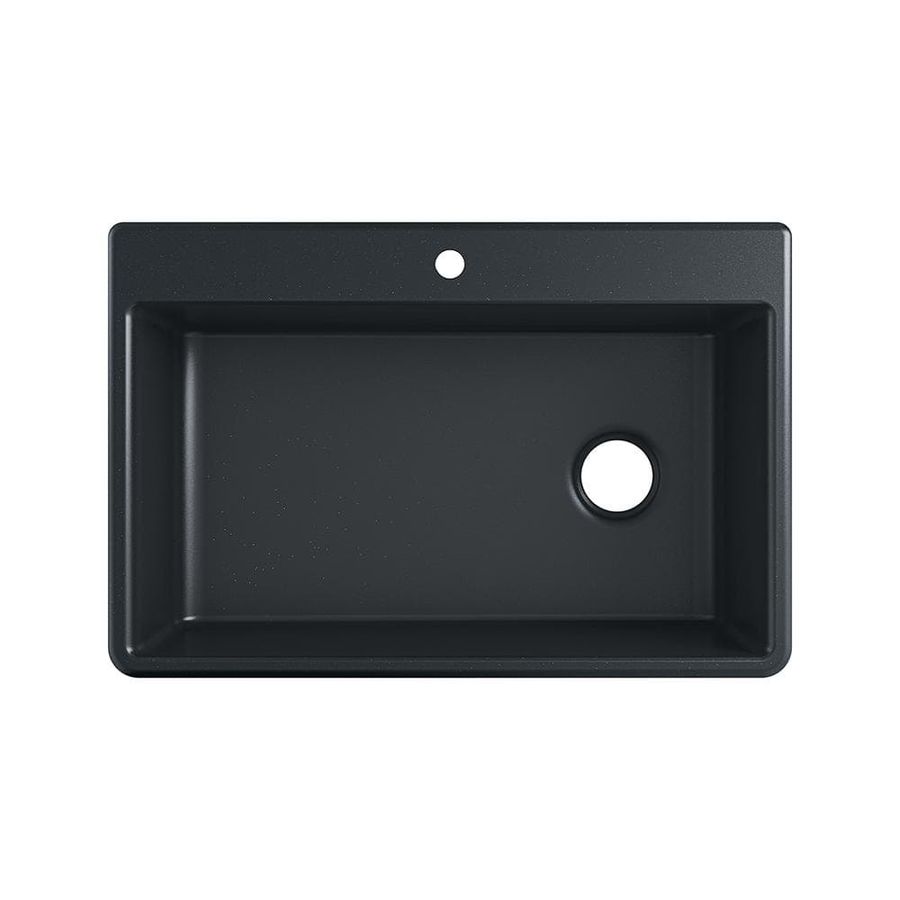 KOHLER Kennon 33 in. Drop-in/Undermount 1-Hole Single Bowl Neoroc Granite Composite Kitchen Sink in Matte Black RH8437-1-CM1 - The Home Depot added by Claire Brody