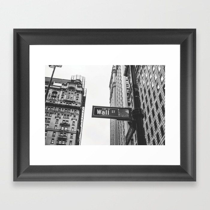 Wall street bw Framed Art Print by Sébastien BOUVIER added by Abby Aronson