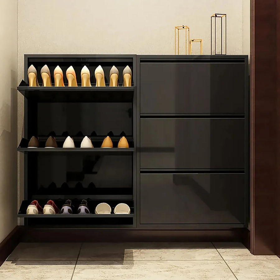 19.7" Black Narrow Shoe Storage Cabinet 9-Pair Wall Mounted Cabinet added by Spoak Member