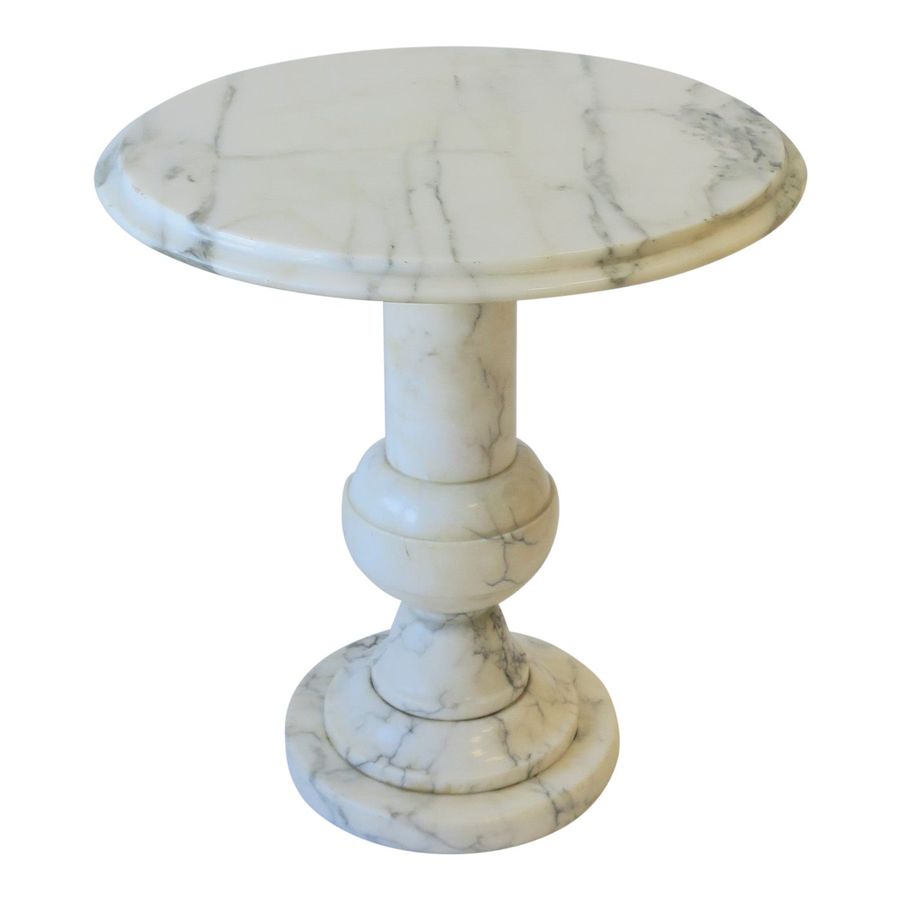 Italian Modern White and Black Marble Round Side or Drinks Table added by Melissa McMillen
