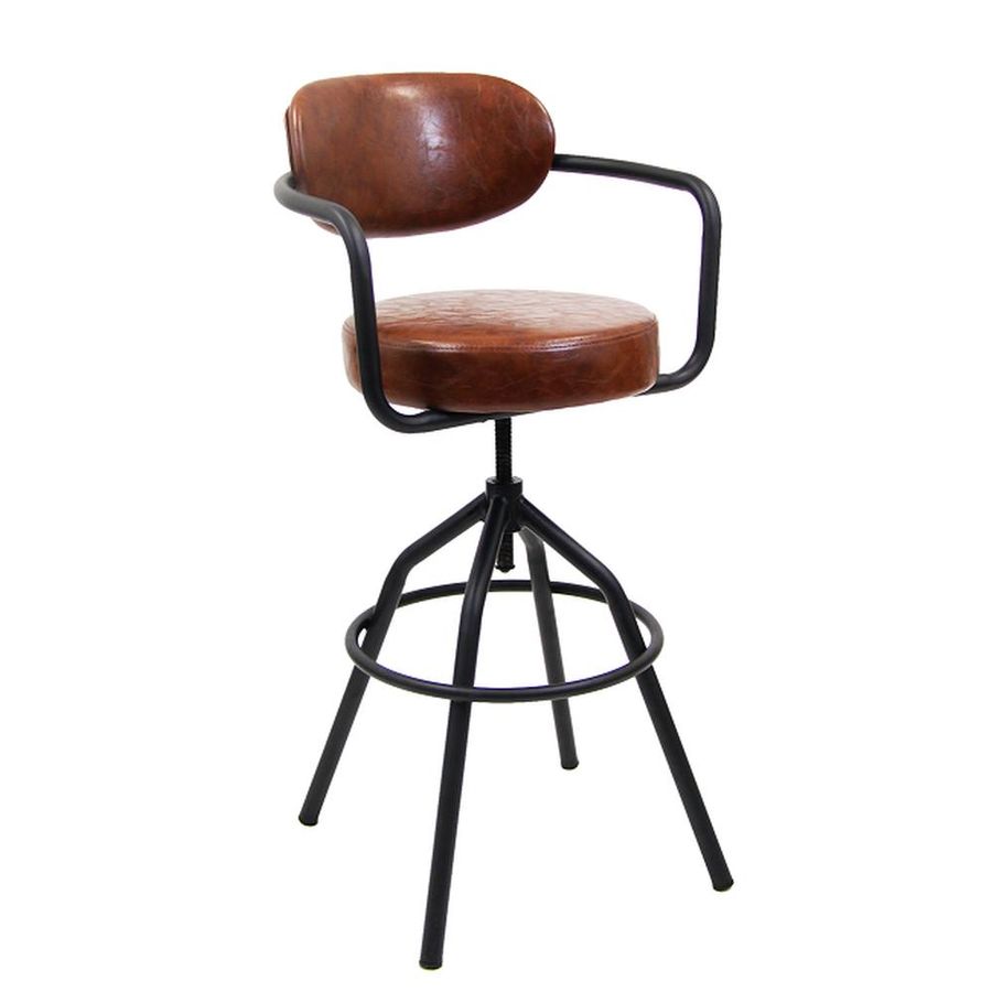 Black Metal Adjustable Swivel Bar Stool with Padded Brown Vinyl added by Christina Robinson