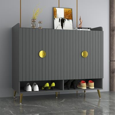 Yellar Nordic Gray Shoe Cabinet 10 Shelves Entryway Shoe Cabinet | Homary added by Where The Heart Is Designs