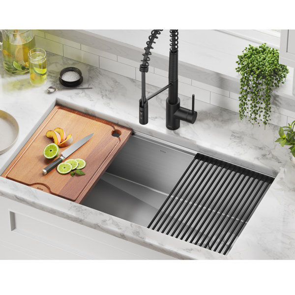 KRAUS Kore™ 36" L Undermount Workstation 16 Gauge Stainless Steel Single Bowl Kitchen Sink with Accessories added by laura phillips