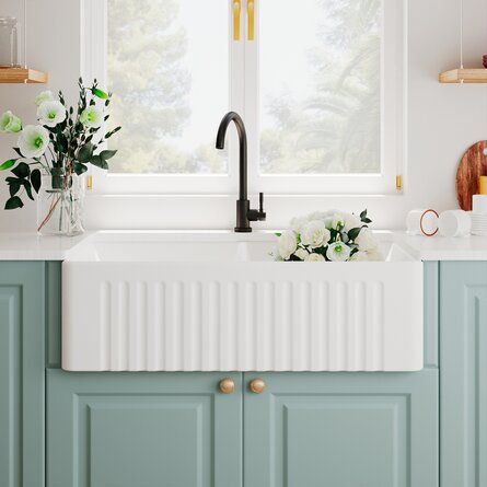 DeerValley Eclipse 33" L x 18" W Double Bowl Farmhouse Kitchen Sink with Accessories - Wayfair Canada added by Charlie Lo