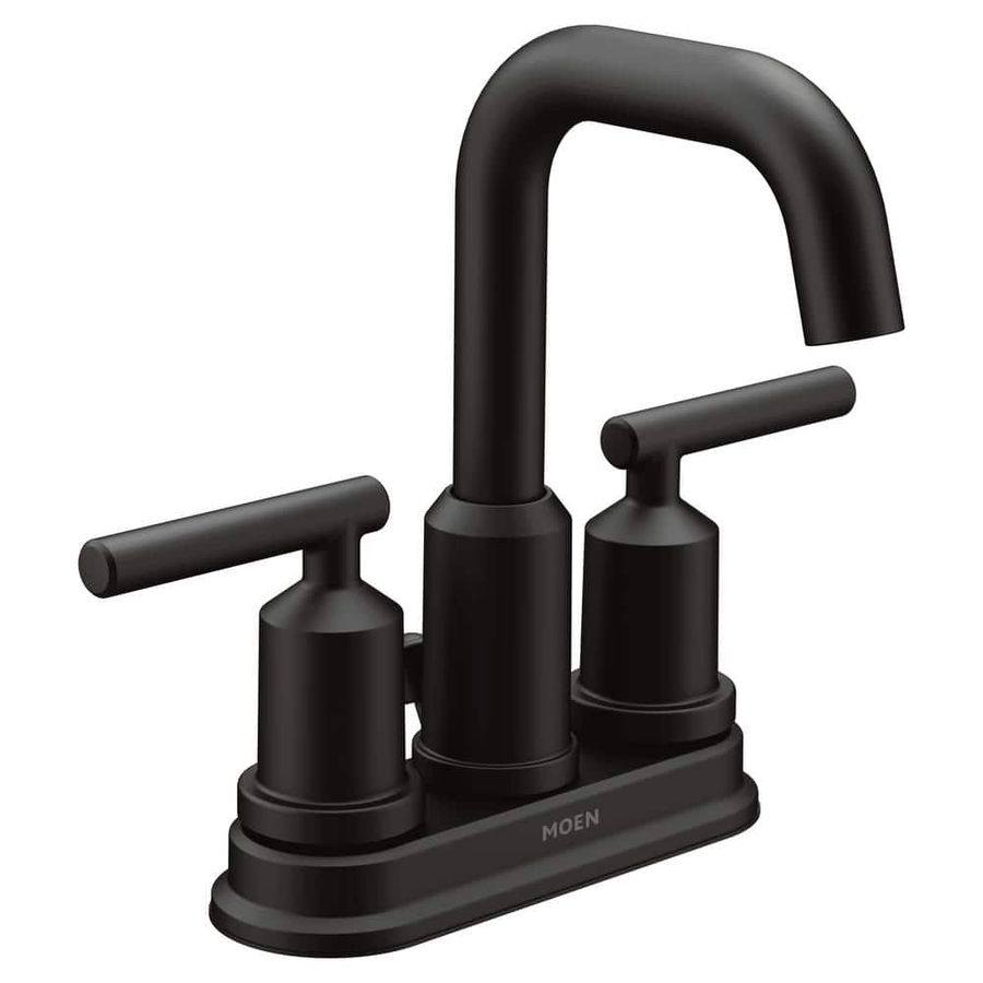 MOEN Gibson 4 in. Centerset 2-Handle High-Arc Bathroom Faucet with Pop-Up Assembly in Matte Black 6150BL - The Home Depot added by Erin Vernon
