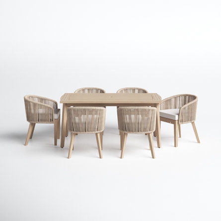 Isadore Rectangular  6 - Person Long Person 67" Dining Set with Cushions | Joss & Main added by Heather Montano