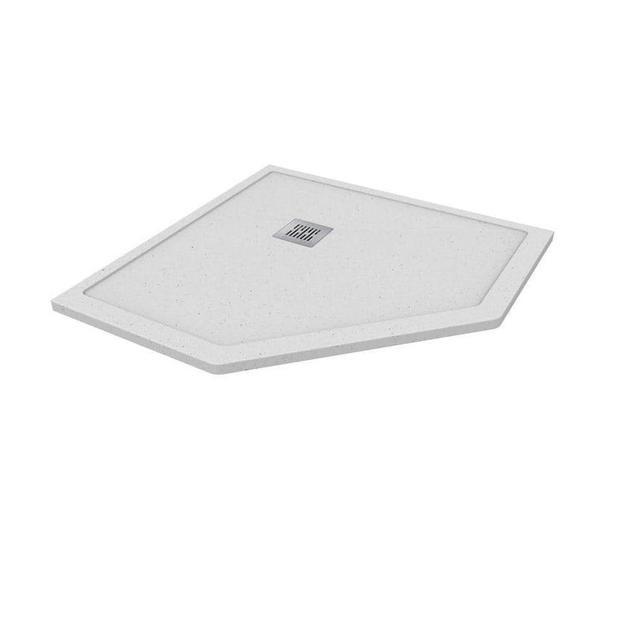 CASTICO Neo Angle 37 in. L x 37 in. W x 1.125 in. H Solid Composite Stone Shower Pan Base with Corner Drain in White Frost Sand 7A1S-3636SEWF - The Home Depot added by Natalia Falcone