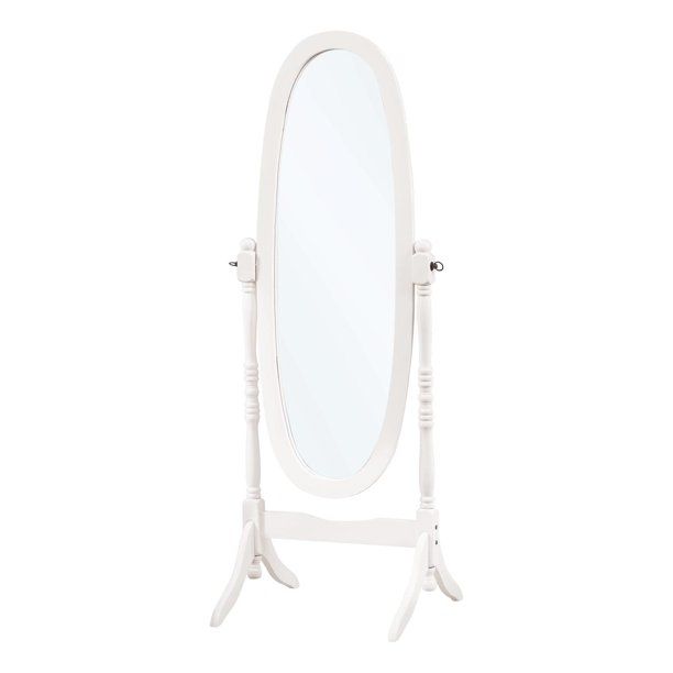FLOOR MIRROR - FULL LENGTH OVAL CHEVAL / TRADITIONAL WOODEN FRAME - 59"H - ANTIQUE WHITE - Walmart.com added by Madi Johnson