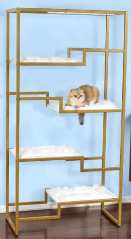 THE REFINED FELINE Metropolitan 62-in Faux-Fur Cat Tree & Condo, Gold & White - Chewy.com added by Tayo A