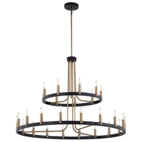 Clayton 42" Wide Brass Black 27-Light 2-Tier Chandelier - #741D9 | Lamps Plus added by Abby Phillips