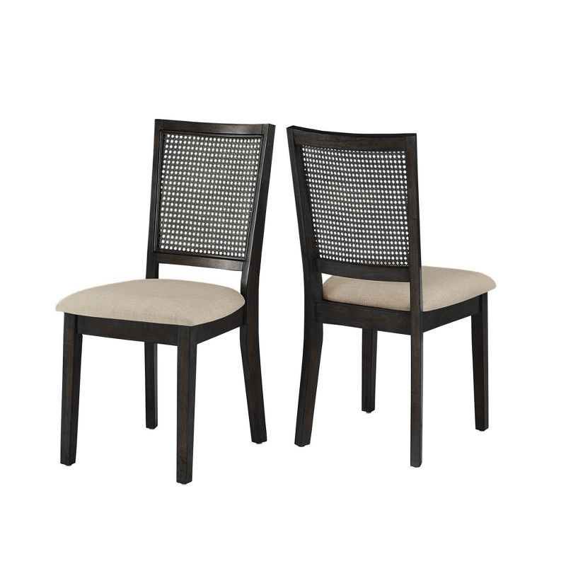 Set of 2 South Hill Beige Linen Rattan Back Dining Chairs - Inspire Q added by Renata Blanck