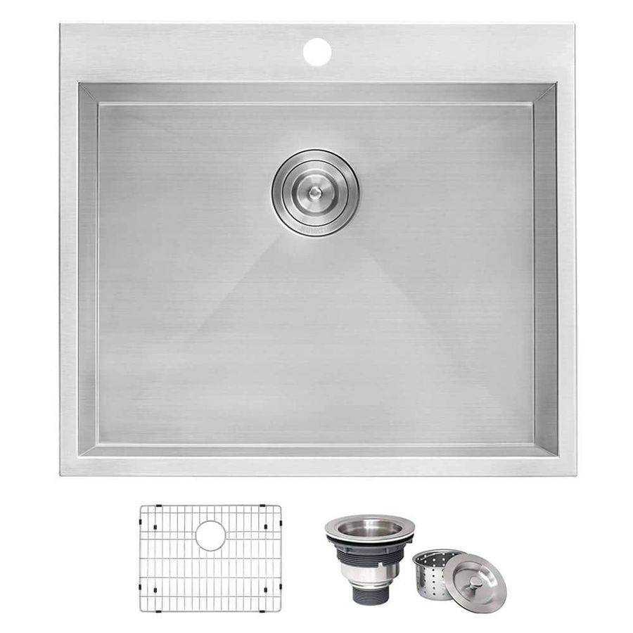 Ruvati 25 in. x 22 in. x 12 in. Deep Drop-in Top Mount Single Bowl 16-Gauge Stainless Steel Laundry Utility Sink RVU6010 - The Home Depot added by Danielle Lambert