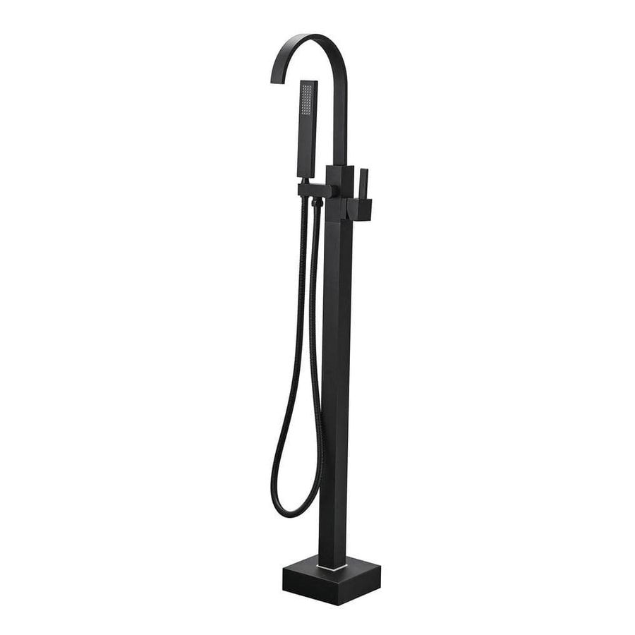 matrix decor Single-Handle Solid Brass Floor Mount Free Standing Bathroom Faucet with Handheld Shower in Matte Black MD-ALHS11977B - The Home Depot added by HELEN SALGADO