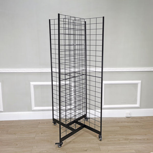 Four-Sided Gridwall Display Rack Black 33.5X33.5X70" 3X4" Grid 4-Way Floor Stand added by Kate McKay Designs