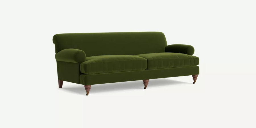 Willoughby Two-Cushion Sofa- 89", jade, landon , antq metal brs added by Kat Schutz