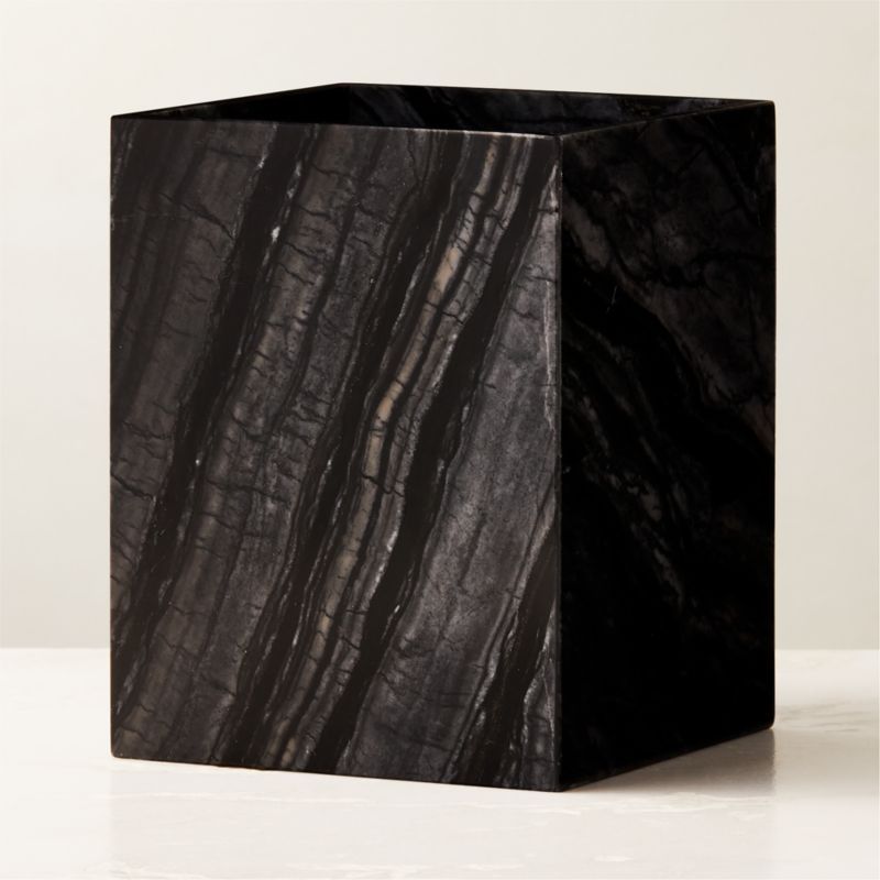 Ramsey Black Tree Marble Wastebasket + Reviews | CB2 added by Sarah Jackson