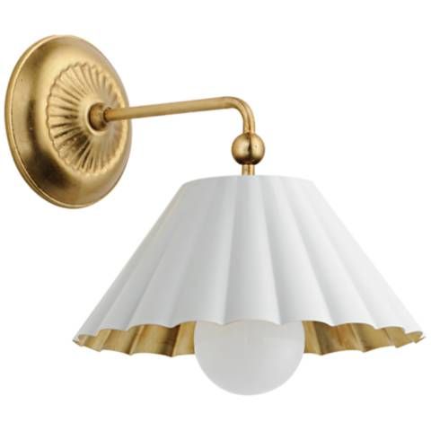 Maxim Primrose 11" High Gold Leaf Wall Sconce - #9357D | Lamps Plus added by sarah higgins