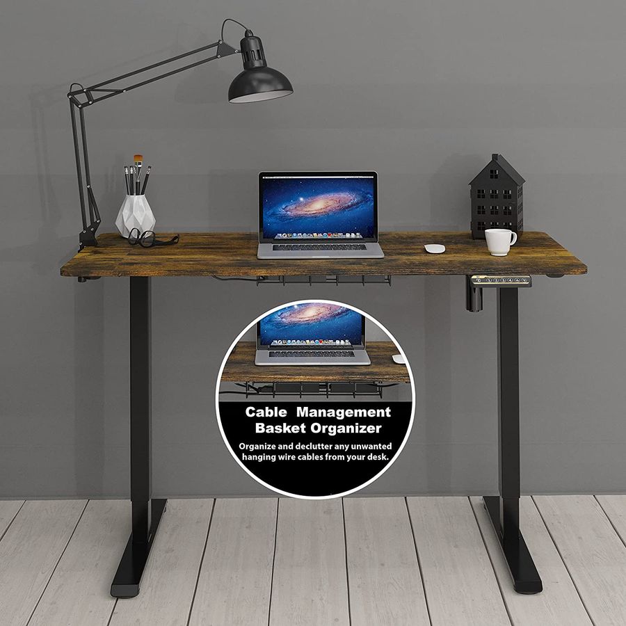 SHW Memory Preset Electric Height Adjustable Standing Desk, 48 x 24 Inches, Rustic Brown added by Erica Williams