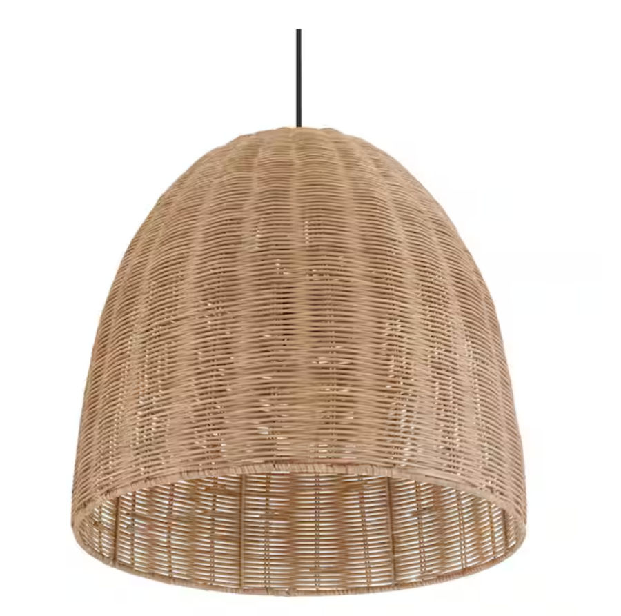 Highler 1-Light Matte Black Island Pendant Light with Natural Rattan Shade added by Spoak 