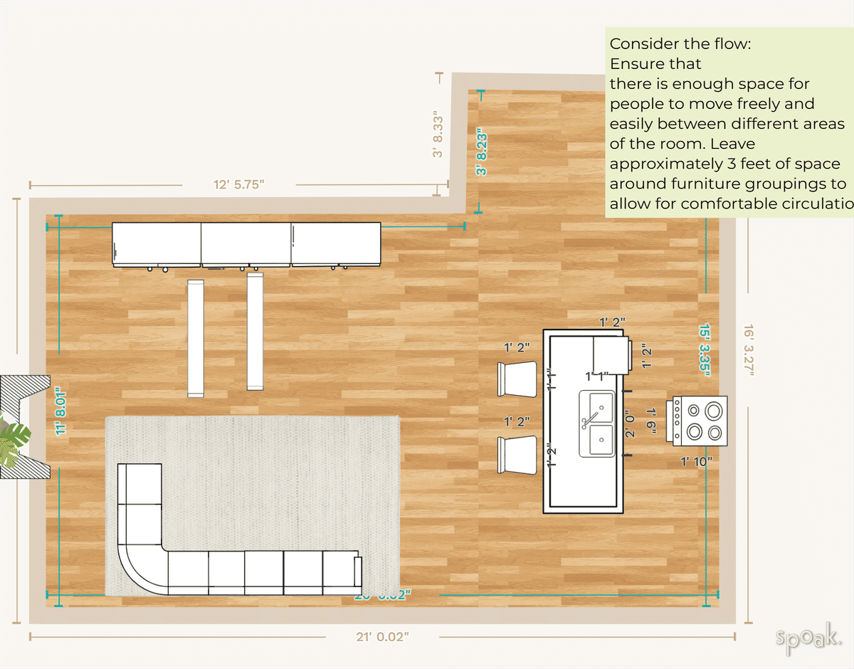 Open Concept Living Room Plan designed by Chabely Acevedo