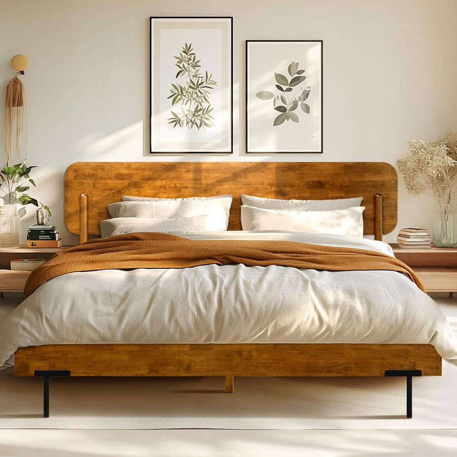 Acacia Frida Solid Wood Platform Bed with Headboard, No Box Spring Needed, Effortless Assembly, 5 Years Warranty Bedroom Furniture & Reviews | Wayfair added by Nico Oliva