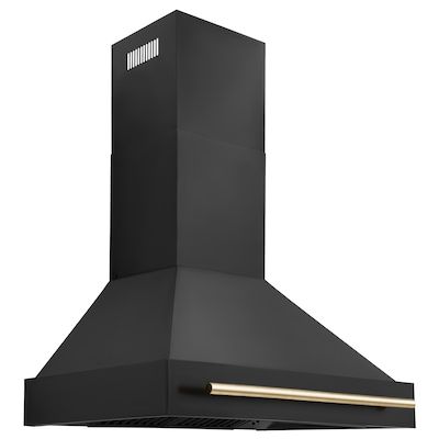ZLINE KITCHEN & BATH Autograph Edition 36-in Ducted Black Stainless Steel with Gold Handle Wall-Mounted Range Hood Lowes.com added by Alexina Salinas