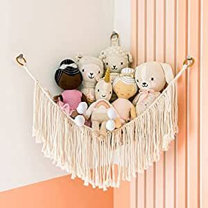 Macrame Stuffed Animal Net or Hammock – Toy Hammock for Stuffed Animals w/Hooks - Stuffed Animal Hammock Holds Plushies, Yarn Skeins, Towels & More – Stuff Animal Hammock - Boho Nursery Decor added by Bethany Ribo